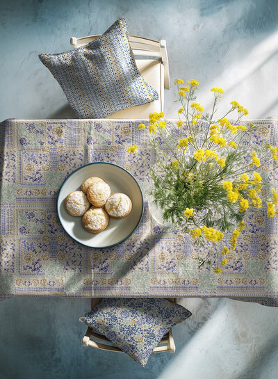 blue tiles - linnen look canvas