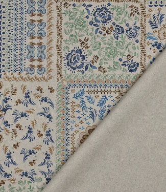 blue tiles - linen look canvas
