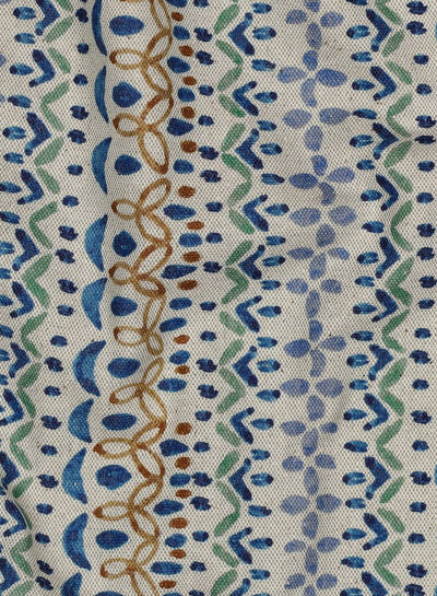 folk stripe blue - linnen look canvas