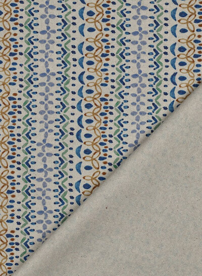 folk stripe blue - linnen look canvas