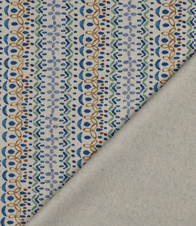 folk stripe blue - linnen look canvas