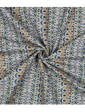 folk stripe blue - linnen look canvas