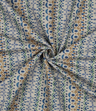 folk stripe blue - linnen look canvas