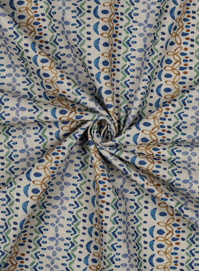 folk stripe blue - linnen look canvas