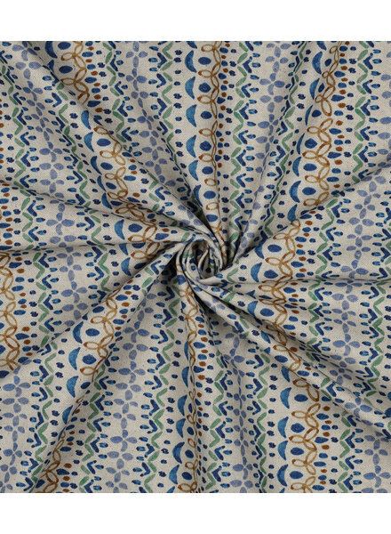 folk stripe blue - linnen look canvas