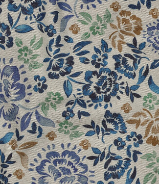 bohemian floral blue - linen look canvas