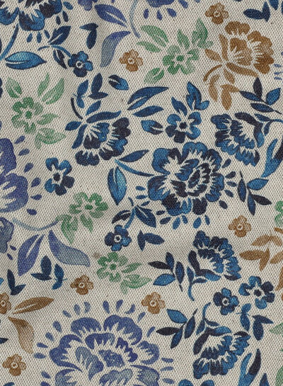 bohemian floral blue - linnen look canvas