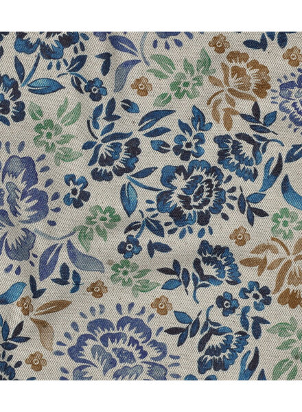 bohemian floral blue - linnen look canvas