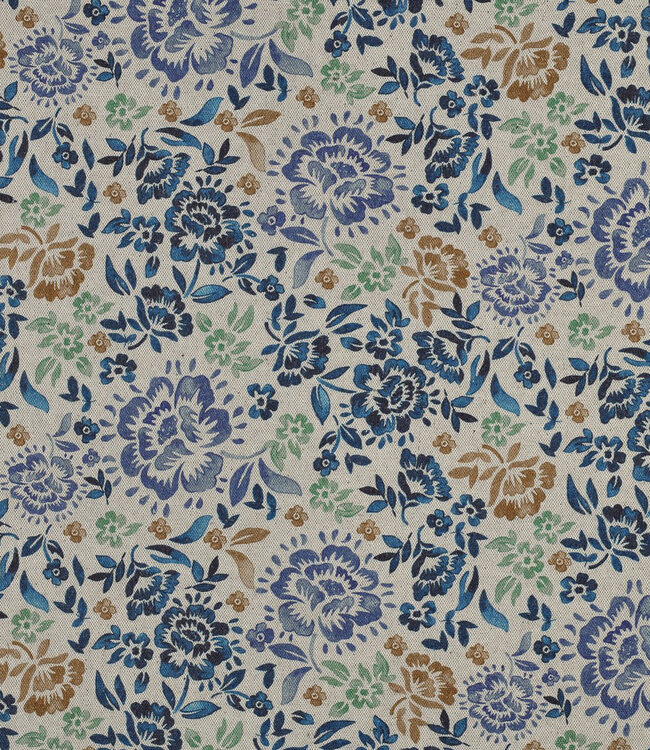 bohemian floral blue - linnen look canvas