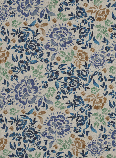 bohemian floral blue - linnen look canvas