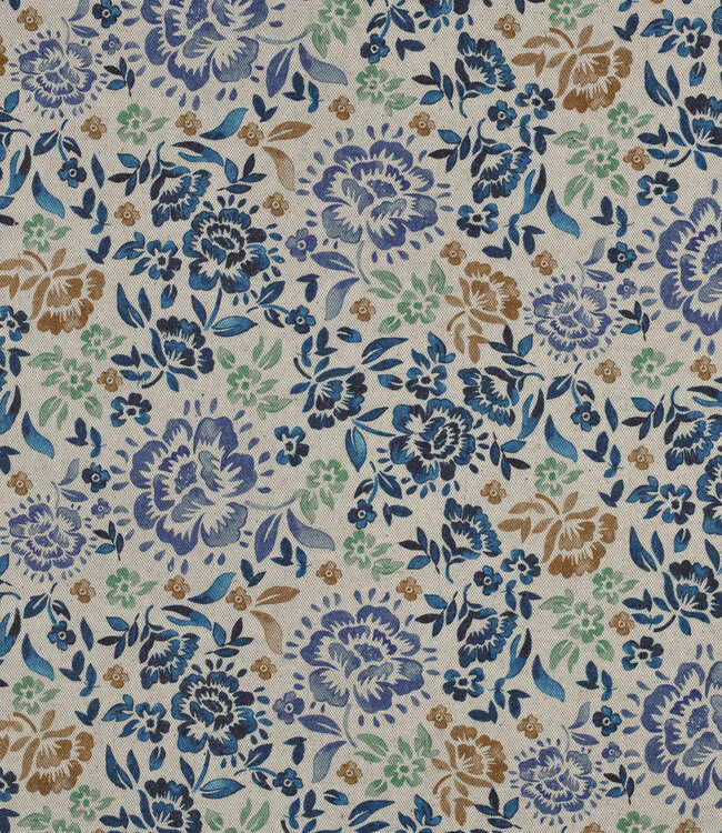 bohemian floral blue - linnen look canvas