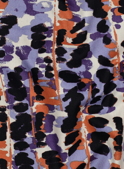 Poppy fabrics abstract print lilac - cotton viscose