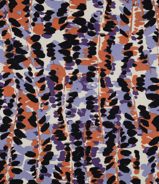 Poppy fabrics abstracte print lila - katoen viscose