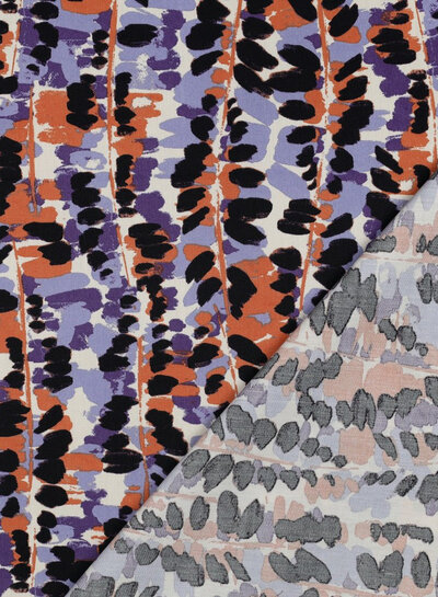 Poppy fabrics abstract print lilac - cotton viscose