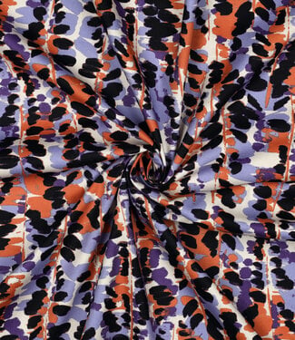Poppy fabrics abstract print lilac - cotton viscose