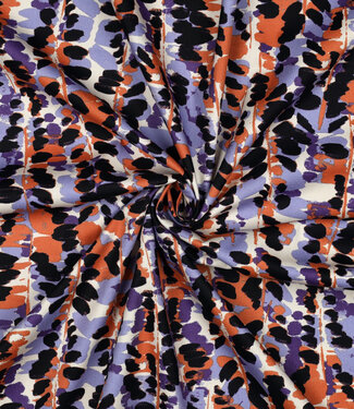 Poppy fabrics abstracte print lila - katoen viscose