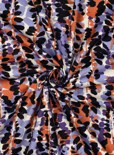 Poppy fabrics abstract print lilac - cotton viscose