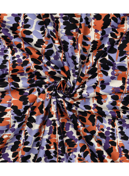 Poppy fabrics abstract print lilac - cotton viscose