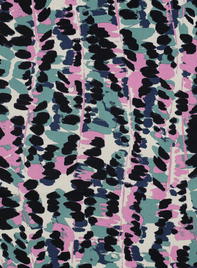 Poppy fabrics petrol pink abstract print - cotton viscose