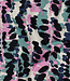 Poppy fabrics petrol roze abstracte print - katoen viscose