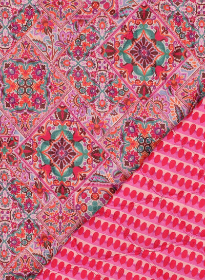 Poppy fabrics Oilily style roze - gematelasseerde katoen - stepper