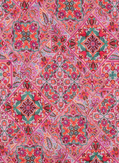 Poppy fabrics Oilily style roze - gematelasseerde katoen - stepper