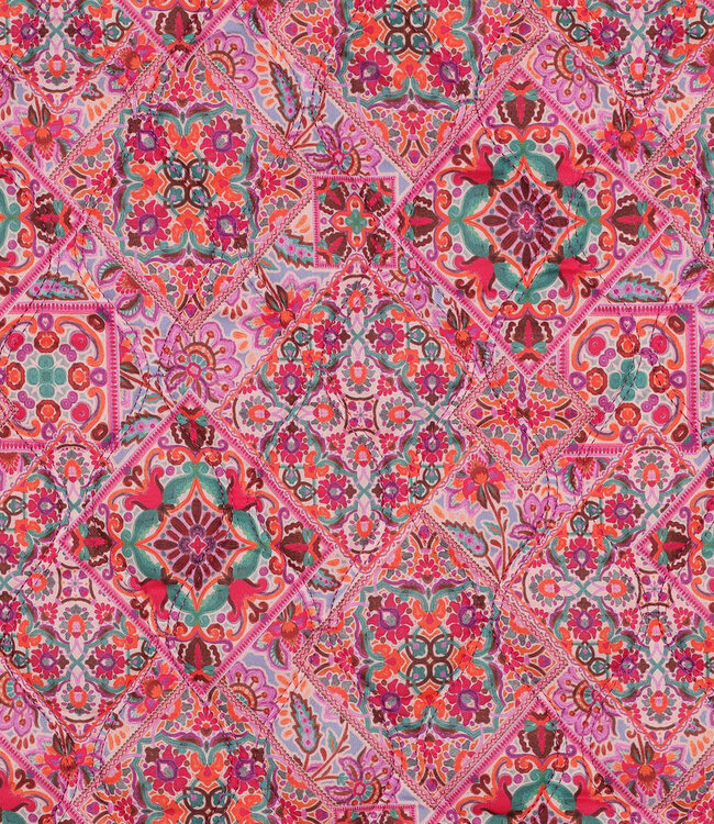 Poppy fabrics Oilily style roze - gematelasseerde katoen - stepper