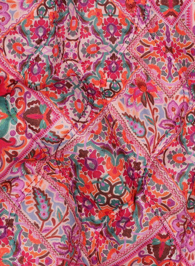 Poppy fabrics Oilily style roze - gematelasseerde katoen - stepper
