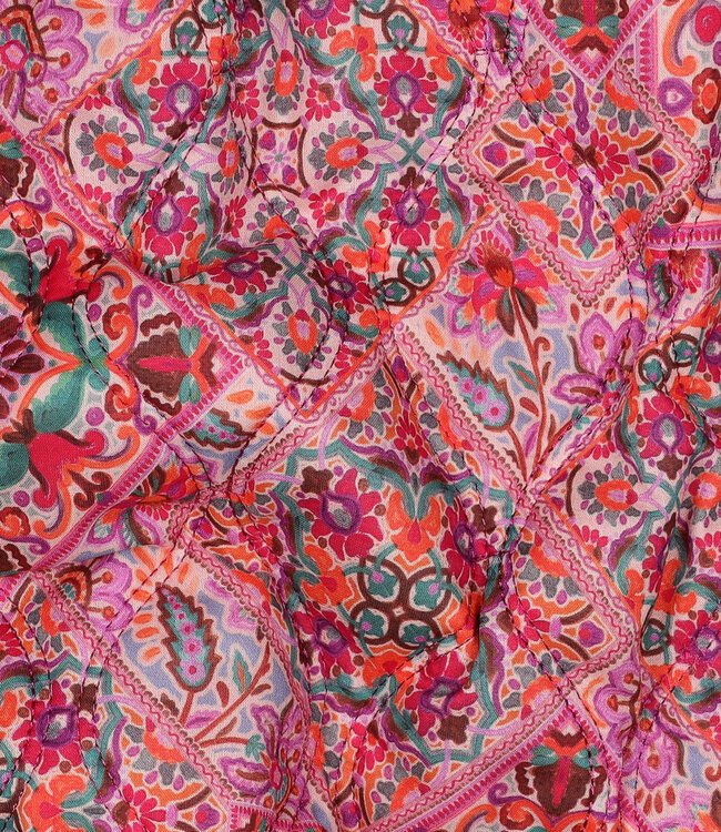 Poppy fabrics Oilily style roze - gematelasseerde katoen - stepper