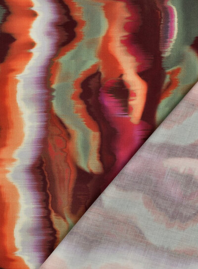 Poppy fabrics multicolor abstract stripes - cotton satin
