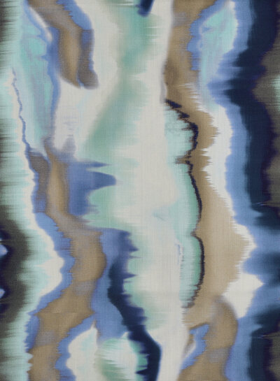 Poppy fabrics blauw abstracte strepen - satijn katoen