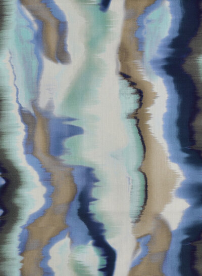 Poppy fabrics blauw abstracte strepen - satijn katoen