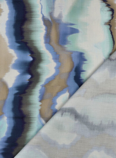 Poppy fabrics blue abstract stripes - cotton satin