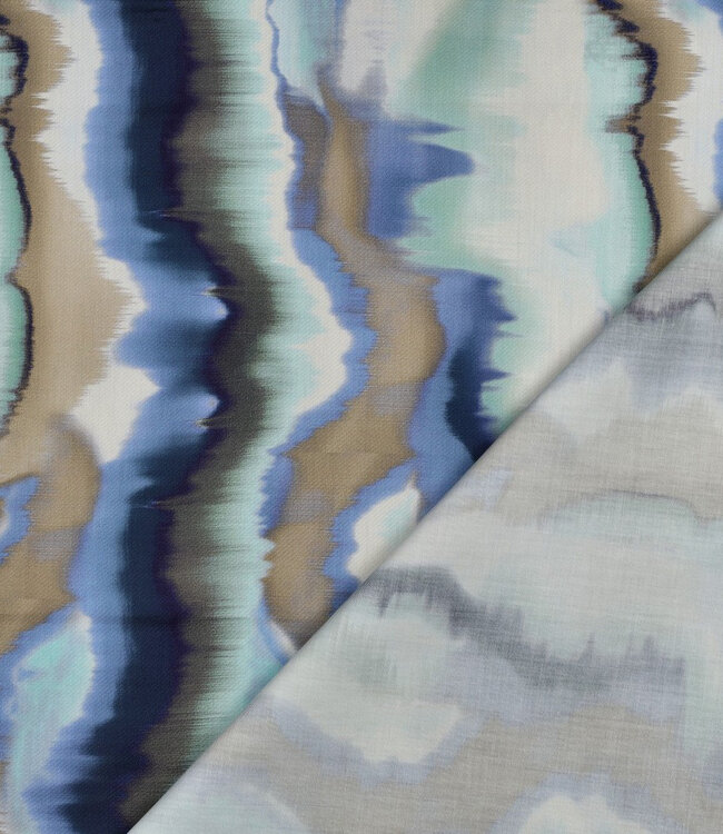 Poppy fabrics blauw abstracte strepen - satijn katoen