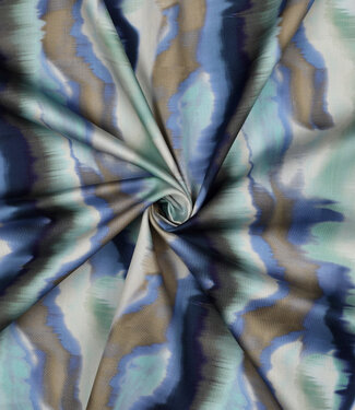 Poppy fabrics blauw abstracte strepen - satijn katoen