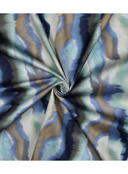 Poppy fabrics blue abstract stripes - cotton satin