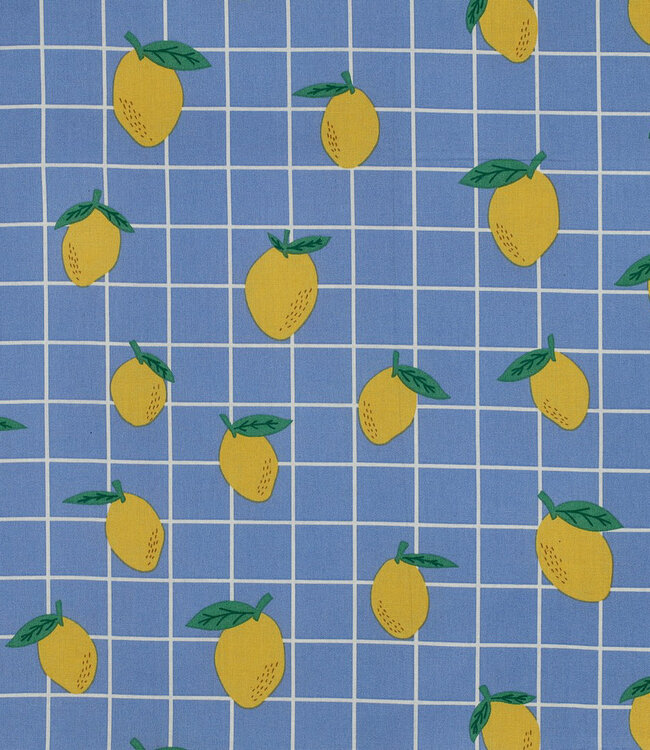 coated katoen / canvas citroenen blauw