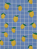 coated cotton / canvas lemons blue