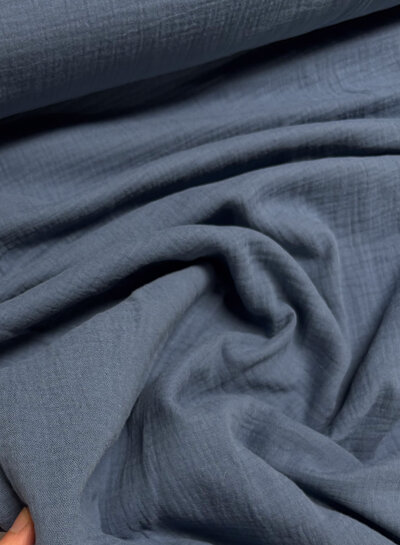 tetra double gauze denim blue - 160 cm width