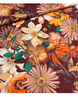 Marylene Madou flower garden rusty  - prachtige print op zachte popeline katoen