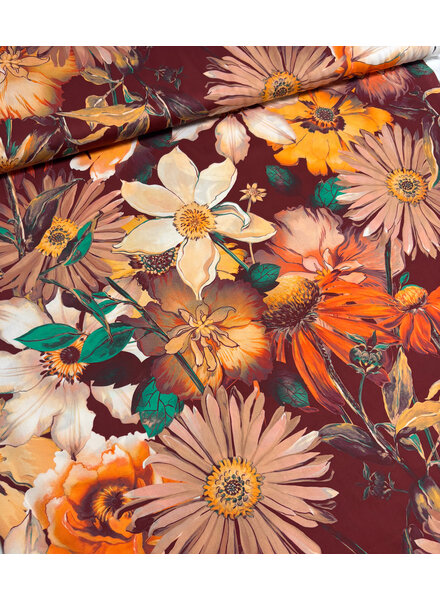 Marylene Madou Flower Garden Rusty - beautiful print on soft cotton poplin