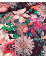 Marylene Madou flower garden burgundy  - prachtige print op zachte popeline katoen