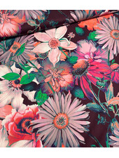 Marylene Madou flower garden burgundy  - prachtige print op zachte popeline katoen
