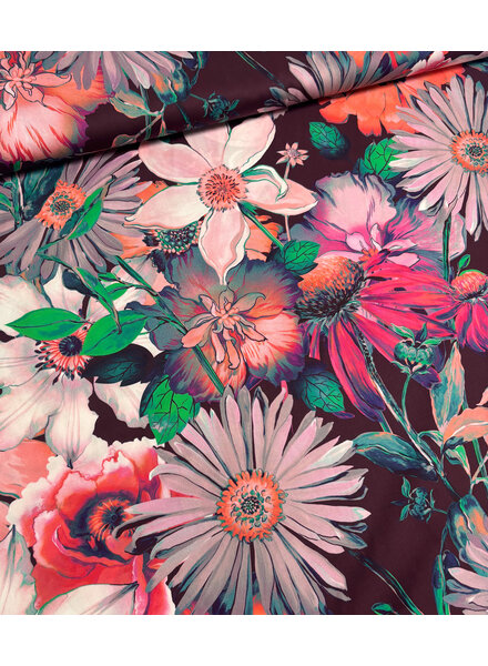 Marylene Madou Flower garden burgundy - beautiful print on soft cotton poplin