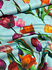 Marylene Madou tulips on sky blue  - prachtige print op zachte popeline katoen