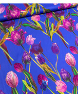 Marylene Madou tulips on deep blue  - prachtige print op zachte popeline katoen