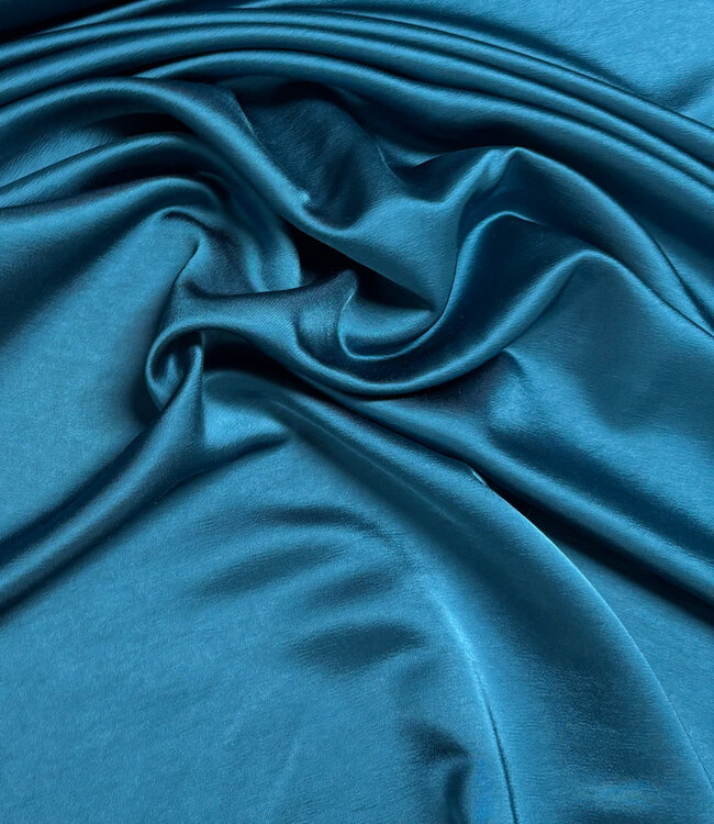 A la Ville petrolgroen - satijn viscose - qualité haute couture