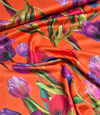 Marylene Madou tulips on fire - beautiful viscose satin