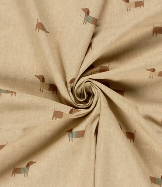 Madeline The Dachshund - linen look canvas