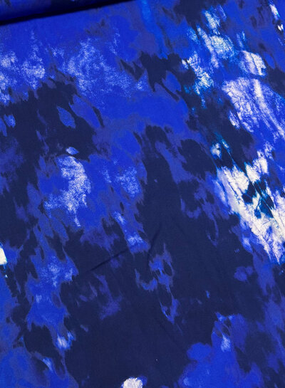 blauwe abstracte print - viscose twill